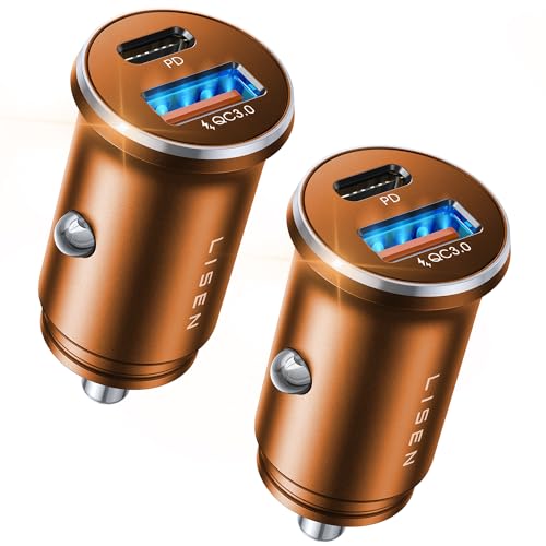 LISEN 54W Car Phone Charger USB C, Cigarette Lighter Adapter, Car Accessories for iPhone, USB C Car Charger Adapter USBC Type C 12v, Fit for iPhone 16, 15, 14, 13 Samsung Google iPad Android, Orange | Cigarette Lighter Charger, USB C Car Charger Fast Char