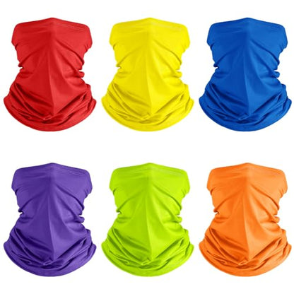 Geyoga 6 Pieces Summer UV Protection Cooling Neck Gaiter Face Clothing Neck Gaiter Mask Scarf Sunscreen Breathable Bandana - color: Bright Colors