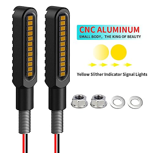 Waterproof Motorcycle Blinkers Indicator Turn Signal Amber Flowing Sequential Universal Lamp (Pack of 2) - size: 2pcs metal casing 2835 blinkers