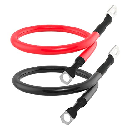 4 AWG Battery Cable 4AWG Gauge Pure Copper Battery Inverter Cables with 3/8 in Lugs Both Ends Power Inverter Wire Set for Automotive Solar Marine Boat RV Car Motorcycle Red and Black (2FT) - size: 2ft