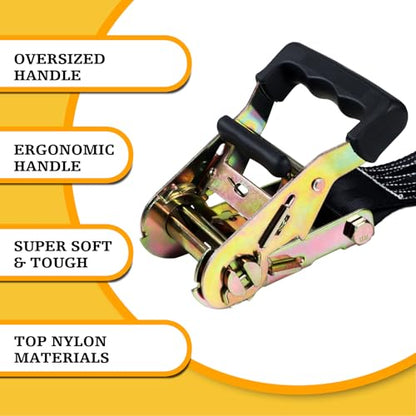 Endless Retractable Ratchet Straps 1650 lb Break Strength 2in x 10 Ft (No Hooks) Tie Down Kit Set Car Cargo Strap for Securing Stuff - size: 2in x 10ft-2p