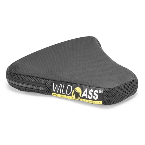Wild Ass Motorcycle Air Gel-Sport Seat Cushion - Ergonomic Universal Fitting Air Adjusting Pad with Straps - Ultimate Rider Comfort & Relief, Cool Flow Motorcycle Accessories for Long Rides - Black - style: Air Gel