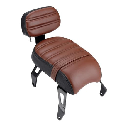 Passenger Seat Backrest, Detachable Motorcycle Rear Seat, Soft Leather Passenger Seat & Backrest Pad Set Fit for Indian Scout Bobber 2018-2023 Replace OEM Number: 2882853-LNA (Brown)