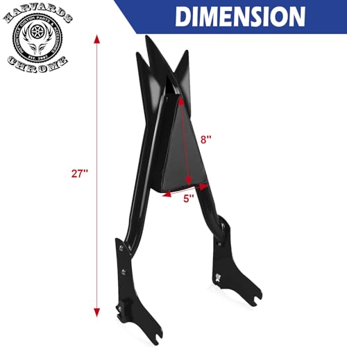 Adjustable Trident Black 27” Detachable Backrest Sissy Bar Passenger Quick Release Fits for Harley Touring Road King Electra Glide Street Glide FLHR FLHX FLHT FLTR 1997-2008 1/1/2” Tubing (Black) - color: 97-08 Black-T