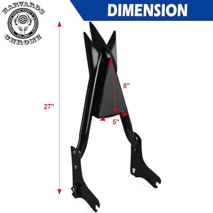 Adjustable Trident Black 27” Detachable Backrest Sissy Bar Passenger Quick Release Fits for Harley Touring Road King Electra Glide Street Glide FLHR FLHX FLHT FLTR 1997-2008 1/1/2” Tubing (Black) - color: 97-08 Black-T
