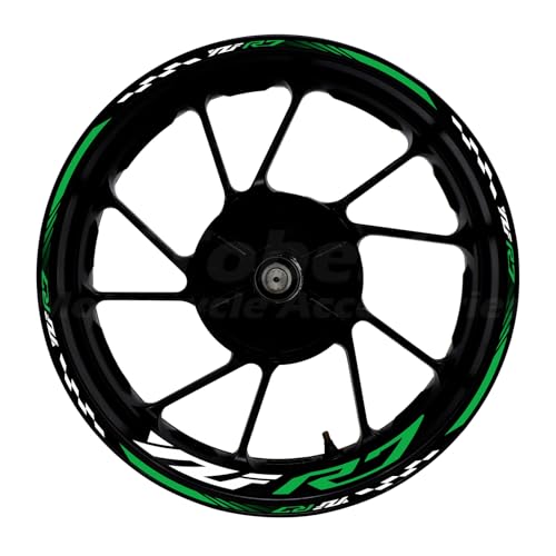 Awonderful 17"Wheel Rim Stickers For Yamaha YZF R7 2022-2024,Green | Reflective Vinyl Wheel Stripe Kit. Waterproof, Self-Adhesive Decals, Decorate Motorcycle Wheel Rims, Easy to Paste - color: Green