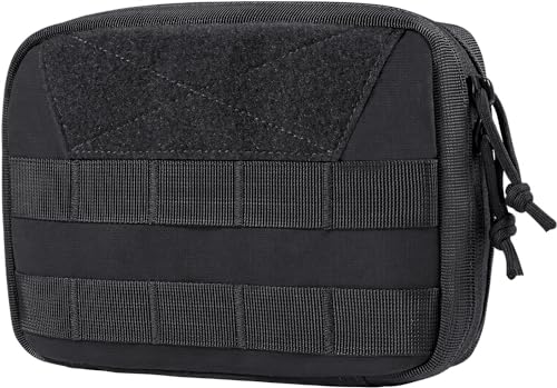 OneTigris MOLLE Pouch, Tactical Admin Pouch Belt EDC Tool Organizer Zippered Utility Waist Pack 7.5"x5"x2" - color: Black