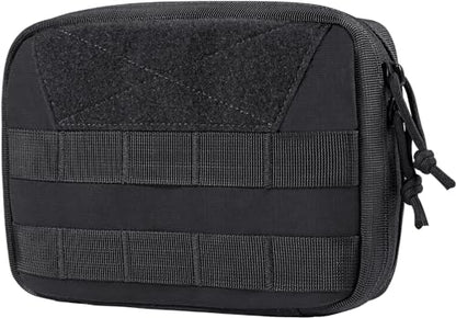 OneTigris MOLLE Pouch, Tactical Admin Pouch Belt EDC Tool Organizer Zippered Utility Waist Pack 7.5"x5"x2" - color: Black