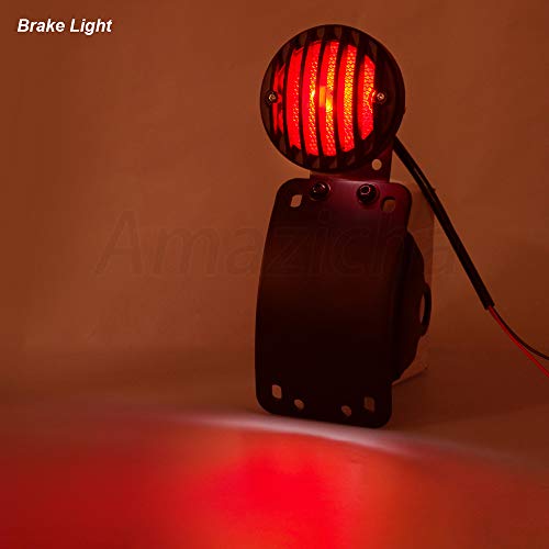 Amazicha 3/4" Motorcycle LED Tail Brake Light with Bracket, IP67 Waterproof Motorcycle Side Mount License Plate Rear Light Compatible for Harley Sporster Bobber Chopper Yamaha Suzuki Honda Kawasaki - size: 0.75inch, style: Curved