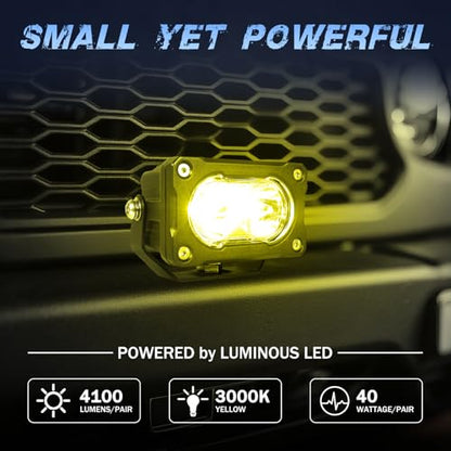 Yellow LED Pods, 2Pcs 40W 3 Inch Yellow Spot LED Light Pods Fog Lights Small Pod Lights Motorcycle Driving offroad Backup Bumper Light for Truck ATV UTV SUV Surron Pickup Boat - color: Yellow Spot Lights