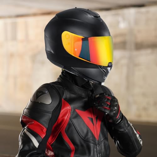 C70 Helmet Visor Replacement Face Shield Compatible with C70/ HJ20M/ FG-17/ FG-ST/IS-17 Motorcycle Helmets (Chrome Red) - color: Chrome Red