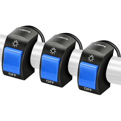 Frienda 3 Pieces Motorcycle Headlight Switch Handlebar Toggle Switch 7/8 Inch 22 mm 12v on Off Push Button for U5 U7 U2 Motorcycles Scooter Electromobile(Blue) - color: Blue