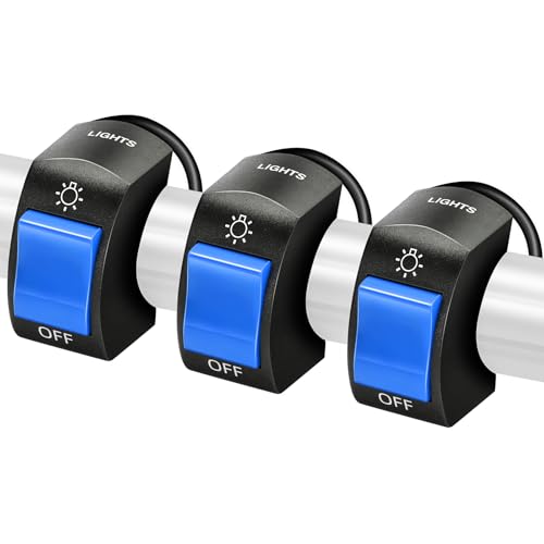 Frienda 3 Pieces Motorcycle Headlight Switch Handlebar Toggle Switch 7/8 Inch 22 mm 12v on Off Push Button for U5 U7 U2 Motorcycles Scooter Electromobile(Blue) - color: Blue