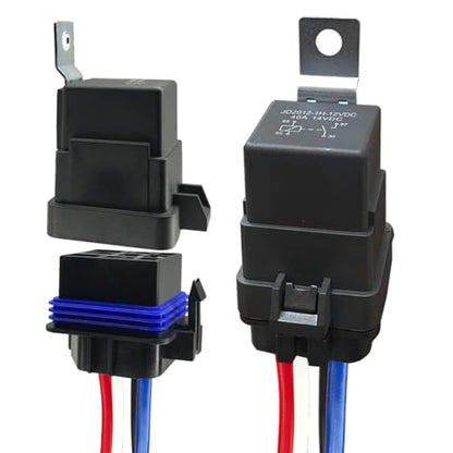 4Pin 12V 40/30 Amp Waterproof Relay Switch Harness Set - 12V DC 4-Pin SPDT Automotive Relays 14 AWG Hot Wires(2Pcs) - size: 2PCS