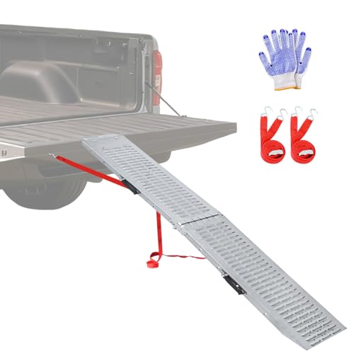 LIEKUMM 74" Folding Motorcycle Ramp, 440 lbs Heavy Duty Loading Ramp for Pickup Trucks, Portable Truck Ramp for Dirt Bike, Trailer, Lawn Mower - size: 74"L x 9"W（1pc）