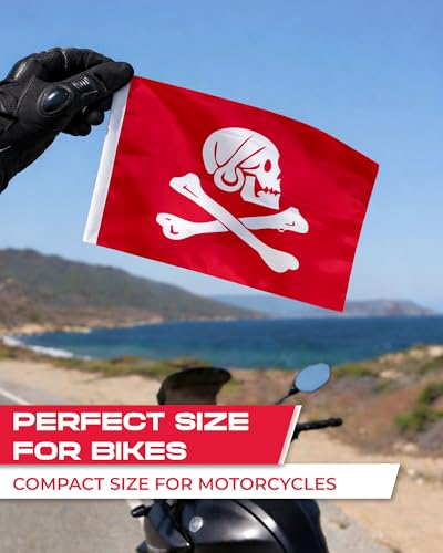 AGAS Henry Every Pirate Motorcycle Flag 6x9 inch - Double-Sided Printed 2-Ply Durable Knitted Polyester - 0.75 inch Sleeve- Fits on 3/8" Mount Pole - color: Henry Every