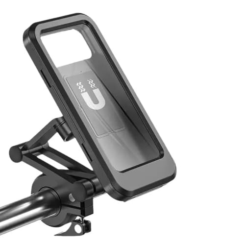 Waterproof Motorcycle Bike Mobile Phone Holder Magnetic Universal Bicycle GPS 360 Swivel Adjustable Motorcycle Cellphone Holde (Black) - color: black
