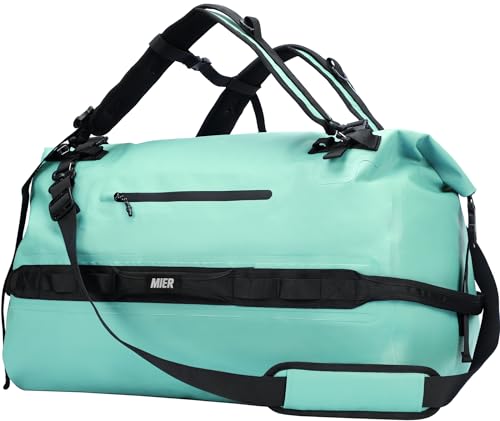 MIER Waterproof Duffel Bag Motorcycle Dry Bag Backpack Large Roll-Top Heavy Duty Dry Duffle Bags for Kayaking Camping Boating Gym Beach Cruise Ship, 60L/80L - color: Green, size: 60L