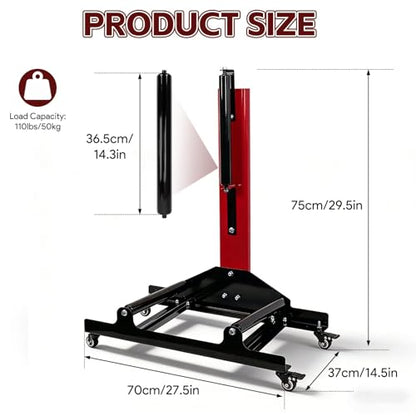 Rolling Wheel Detailing Stand, Portable Wheel Cleaning Stand, Tire Cleaning and Polishing Roller with 3-Way Rotating Rollers, for Wheel Cleaning, Polishing Rims, Dressing Tires