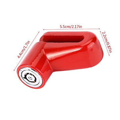 Metal Motorcycle Wheel Lock, Anti Theft Disc Brake Security Lock with Keys and Plastic Frame, Black and Red - color: Red