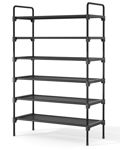 Kitsure Shoe Rack for Closet, Sturdy and Long-Lasting Shoe Shelf, Shoe Rack for Entryway, Personalized DIY Shoe Organizer, Shoe Rack Organizer for Space-Saving, 27.6" x 11.8" x 43.3", Black - color: Black, size: 27.6" Wide - 6 Tier