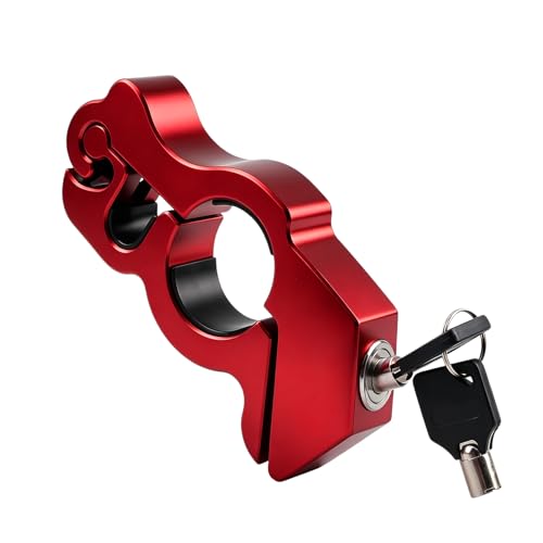 1 PC Motorcycle Handle Throttle Grip Security Lock, Alloy Anti-theft Brake Lock with Anti-scratch Gasket, One-button Locking Design, Universal for Motorcycles Scooters ATVs Bicycles (Red) - color: Red