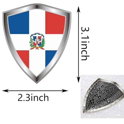 Dominica Flag Decal Sticker - Dominicans Flags Shield Shape Reflective Vinyl Car Stickers - for Car Window Bumper Laptop Waterproof Sticker (5Pcs) - color: Dominican
