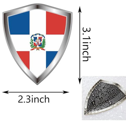 Dominica Flag Decal Sticker - Dominicans Flags Shield Shape Reflective Vinyl Car Stickers - for Car Window Bumper Laptop Waterproof Sticker (5Pcs) - color: Dominican