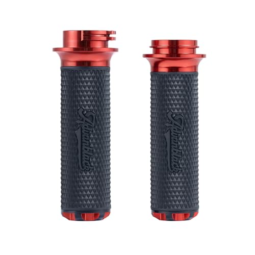 Advanblack AXION Performance Grips, Cable Throttle Hand Grips Compatible with Harley Touring Road Glide Street Glide, Softail - color: Red