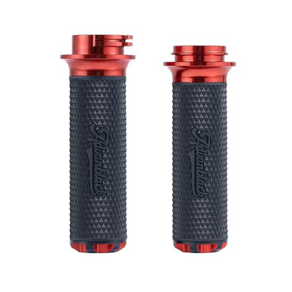 Advanblack AXION Performance Grips, Cable Throttle Hand Grips Compatible with Harley Touring Road Glide Street Glide, Softail - color: Red