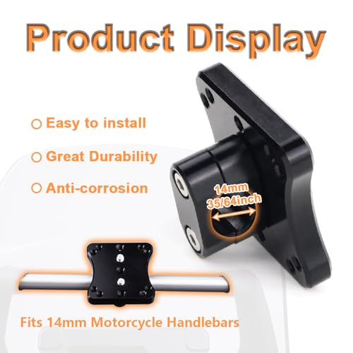 GPS Mount Bracket Motorcycle Navigator Holder Compatible with AMPS Pattern GPS Mount Fit for KLR650 2022- (14MM) - size: 14MM