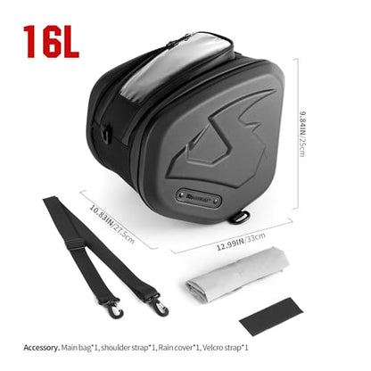 Rhinowalk Motor Scooter Tunnel Bag, 16L Hard Shell Storage Bag for Step-Through Scooters with Center Tunnel, Motorcycle Fuel Tank Storage Bag with Touchscreen Pocket & Rain Cover