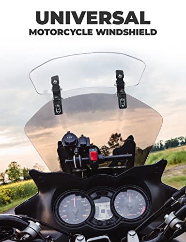 KEMIMOTO Motorcycle Windshield Upgraded Aluminum Metal Heightened Windshield Extension Spoiler Clip Universal Adjustable Extension Clips Clear - color: Clear