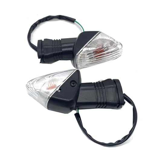 2Pcs Motorcycle Turn Signal Indicator Light Compatible with KAWASAKI ZX6R ZX-6RR KLE500 KLE 650 KLR650 Front/Rear Blinker Lamp (White Shell) - color: White Shell
