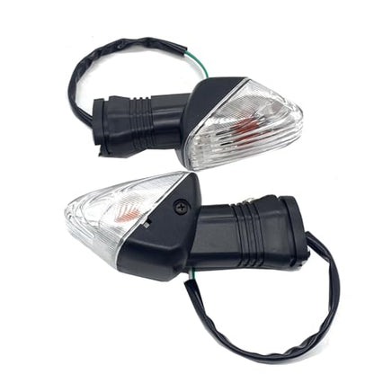 2Pcs Motorcycle Turn Signal Indicator Light Compatible with KAWASAKI ZX6R ZX-6RR KLE500 KLE 650 KLR650 Front/Rear Blinker Lamp (White Shell) - color: White Shell