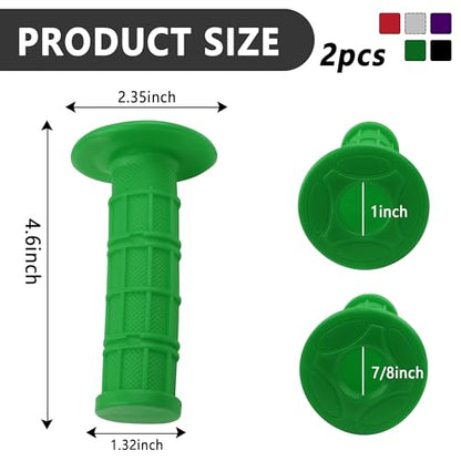 2PCS Motorcycle Grips,Anti-Slip Rubber Dirt Bike Grips with 7/8" Left & 1" Right Compatible with CRF KXF,Universal Motorcycle/Bike Handlebar Grips for Women & Men (Green) - color: Green