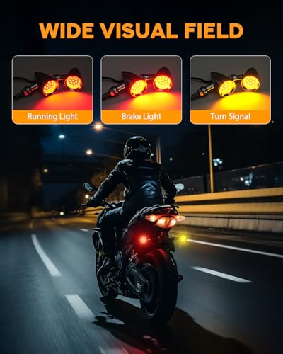PBYMT Motorcycle Bullet 24 LEDs Turn Signal Lights Amber SMD Blinkers Mount Hole Compatible for Honda Yamaha Suzuki Kawasaki Harley Chopper Bobber (Black) (Chrome/Red and Yellow) - color: Chrome/Red and Yellow