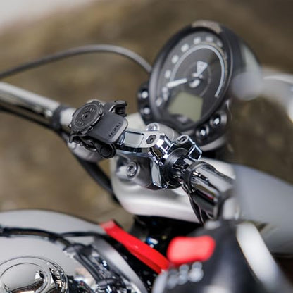 Quad Lock Motorcycle Handlebar Phone Mount PRO Chrome with Vibration Dampener and MAG Phone Case for iPhone 12 Mini - size: iPhone 12 Mini