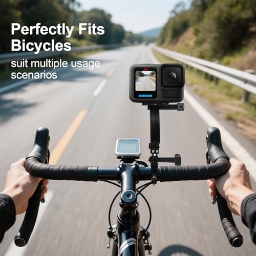 Aluminum Curved Extension Arm (3-inch) for Helmet & Pole Mounts, Metal Stick for GoPro Hero 13/12/11/10/9 Session, Akaso Campark & Other Action Cameras- YD050