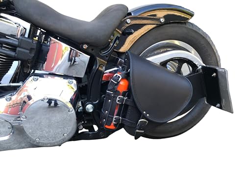 Diablo Black Swing Arm Bag Biker Bag Hardtail Frame compatible with Harley Davidson Fatboy Left Breakout Fat Bob Side HD Special Edition Side Bag