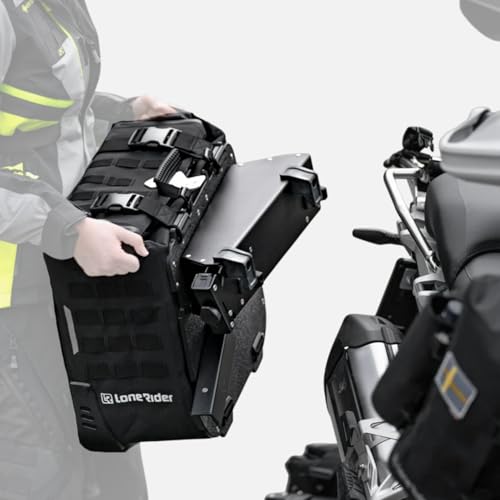 Lone Rider 31L Semi-Rigid Rackless Motorcycle Saddle Pannier Bag for BMW Motorcycle - 100% Waterproof, Dustproof Luggage with Quick Release, Safer than Hard Cases - No Racks Needed - style: 31 L