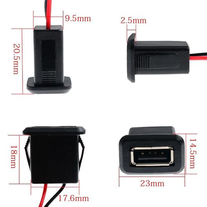 2/4/6PCS 2Pin USB 2.0 USB Female Pigtail Cable Power Jack DC 5V 3A Charging Port Connector Charge Interface with Open Cable USB Charger Flush Mount Socket for DIY Repairing (4)