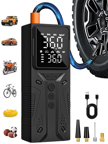 Tire Inflator Portable Air Compressor, High-Speed 150PSI Cordless Air Pump for Car Tires with Powerful Battery, Auto Shut-Off - Portable Tire Pump for Car, Bike, Motorcycle and Balls - size: 1 Pack