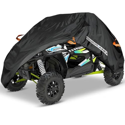NEVERLAND UTV Cover 2-3 Seater - Heavy Duty Side by Side Cover Waterproof Outdoor Compatible with Polaris Ranger RZR Yamaha Wolverine Can-Am Defender Honda Kawasaki Teryx Textron Off Road Wildcat - size: up to 126 inch L