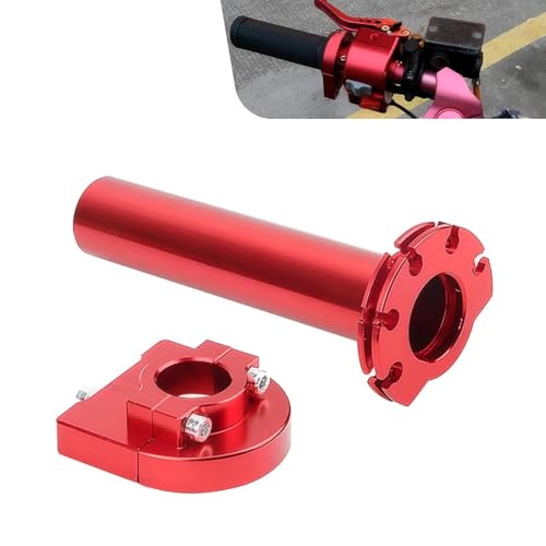 Motorcycle Throttle Grip, 22 mm 7/8" Throttle Control Grip, CNC Metal Rustproof Handlebar Accelerator Replacement, Universal for Most Motorcycles (Red) - color: Red