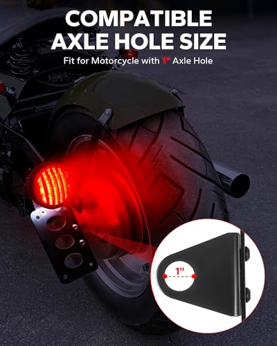 Amazicha 1" Motorcycle LED Tail Brake Light with Bracket, IP67 Waterproof Motorcycle Side Mount License Plate Rear Light Compatible for Harley Sporster Bobber Chopper Yamaha Suzuki Honda Kawasaki - size: 1inch, style: Flat
