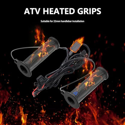 Heated Grip with Thumb Warmer Kit, Heated ATV Grips, 12V 7/8 Electric Heating Motorcycle Hand Warmer, 5 +1 Heat Settings, IP67 Waterproof, Handlebar Heater Riding Gear Accessories