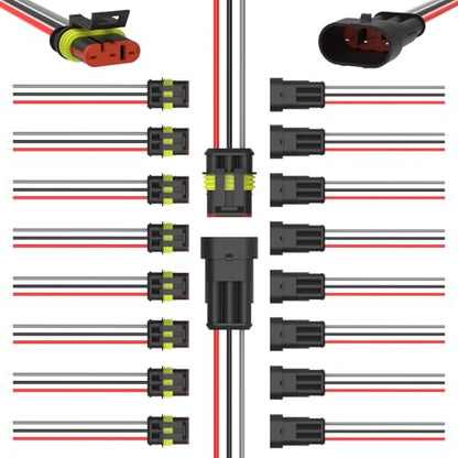 3 Pin Waterproof Electrical Wire Connectors 10 Pack Weather Pack Connectors Kit 20AWG Male and Female Automotive Wire Connectors for Car Truck Motorcycle Boat Auto Wiring - size: 3pin-10Pack