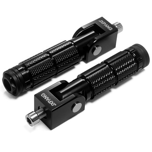 Universal Motorcycle Bicycle Folding Passenger Foot Pegs M8 Rearsets Rear Set Footrests Footpeg Foot Rest Peg Pedals For Bike Install Hole 8mm (Type A-Black) - color: Type A-Black