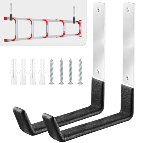 AccEncyc Heavy Duty Garage Hooks, 2Pcs Stainless Steel Wall Mount Hooks, 50lb Weight Capacity, for Garden Hose, Bike, Ladder, Tool Organizer - size: Large